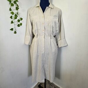 Vintage Taurus II Tan & White Shirt Dress